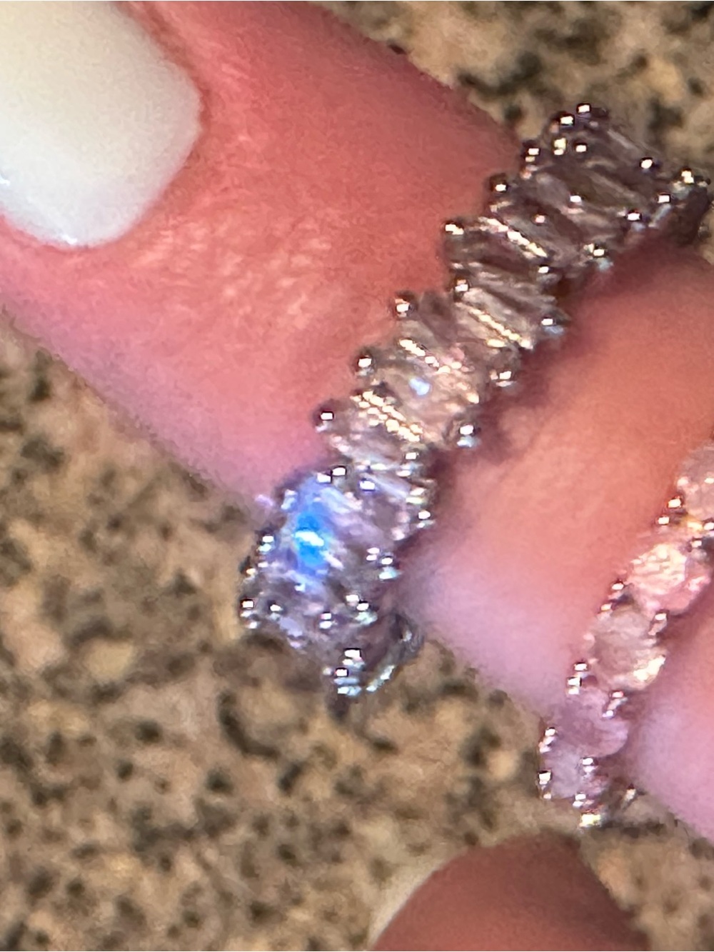 2 Sterling Silver Cubic Zirconia Eternity Bands - Light pink